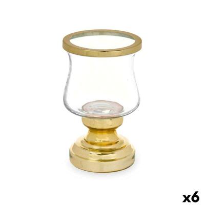 Kaarshouder Fluitglas Gouden Staal 12 x 19,5 x 12 cm (6 Stuks)