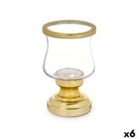 Kaarshouder Fluitglas Gouden Staal 12 x 19,5 x 12 cm (6 Stuks) - thumbnail