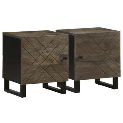 Nachtkastjes 2 st 40x33x46 cm massief mangohout zwart