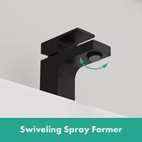 Hansgrohe Wastafelmengkraan Vernis Shape Eengreeps 70 CoolStart Zinc Met Trekwaste Mat Zwart - thumbnail