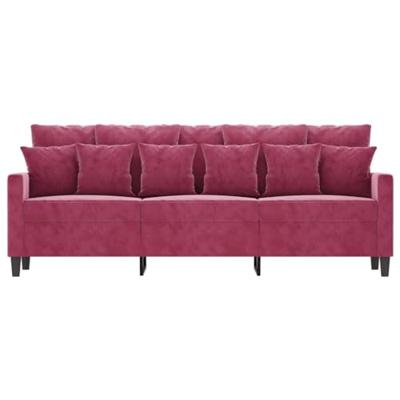 Driezitsbank 180 cm fluweel wijnrood