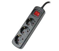 3-voudige Schuko Stekkerdoos met Schakelaar Silver Electronics 9643 Zwart - thumbnail