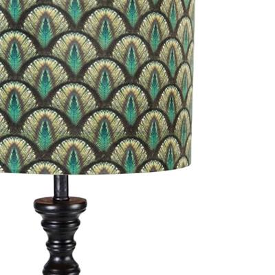 QAZQA Klassieke vloerlamp zwart met kap pauw dessin 40 cm - Classico