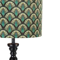 QAZQA Klassieke vloerlamp zwart met kap pauw dessin 40 cm - Classico - thumbnail