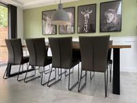 Set van 8 leren eetkamerstoelen - met designpoot - bruin leer - Echt leer, Industrieel, ontdek de vele Leersoorten en Kleuren bij ShopX - thumbnail