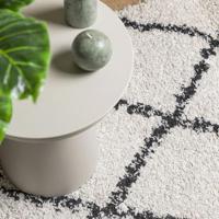 Vloerkleed shaggy hoogpolig modern 160x160 cm crème en zwart - thumbnail
