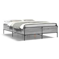 Bedframe bewerkt hout metaal grijs sonoma eiken 160x200 cm - thumbnail