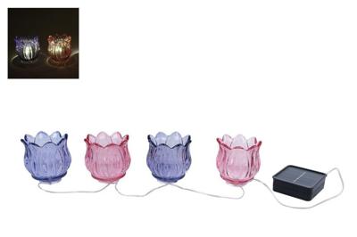 Lichtsnoer LED Tulp 4x solar paars/roze glas