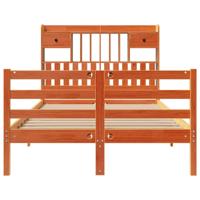 Bed met boekenkast zonder matras grenenhout wasbruin 140x190 cm - thumbnail