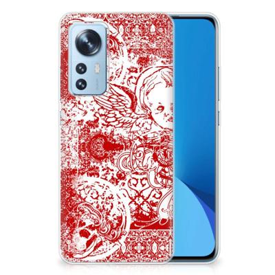 Silicone Back Case Xiaomi 12 | 12X Angel Skull Rood Silicone Back Case Xiaomi 12 | 12X Angel Skull Rood