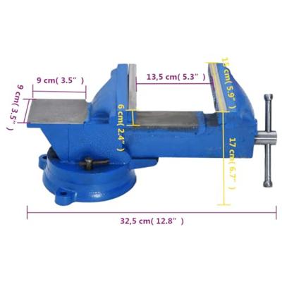 Bankschroef 150 mm gietijzer blauw - thumbnail