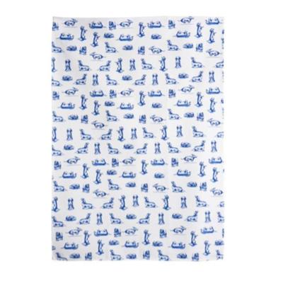 HEINEN - Delfts Blauw - Theedoek 50x70cm Teckel Nhaan wit