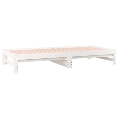 Slaapbank uitschuifbaar massief grenenhout wit 2x(90x200) cm