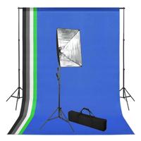 Fotostudioset met achtergrond en softboxlamp - thumbnail