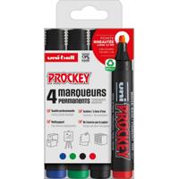 Uni-ball permanent marker Prockey PM-126, schuine punt, large, etui van 4 stuks - thumbnail