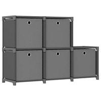 Bussandri Exclusive - Kast met 5 vakken met boxen 103x30x72,5 cm stof grijs - thumbnail