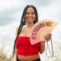 Houten waaier It&apos;s Fucking Hot - Roze/oranje - thumbnail