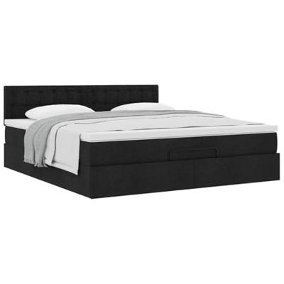 Ottoman bed met matras 160x200cm stof zwart