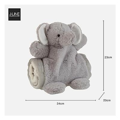 J-Line Plaid Olifant - babydekentje - pluche - grijs - 24 x 23 cm