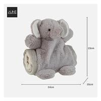 J-Line Plaid Olifant - babydekentje - pluche - grijs - 24 x 23 cm - thumbnail