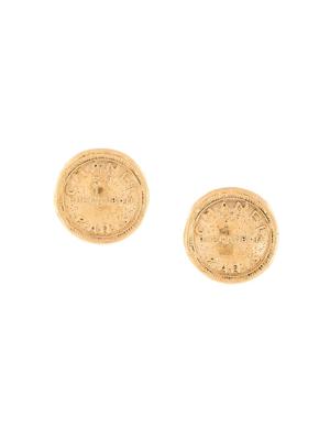 Chanel Pre-Owned Rue Cambon button clip-on earrings - GOLD