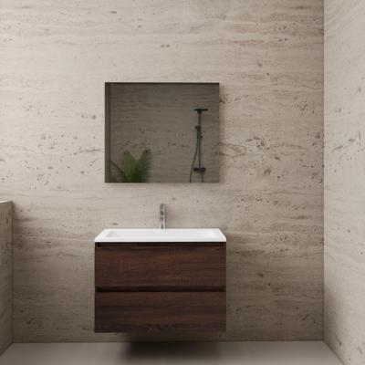 ACTIE BWS Badmeubel | Paris | Sonoma Choco 80 cm | Hoogglans Wit Wastafel | 1 Kraangat