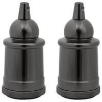 Lamphouders 2 st glanzend zwart E27 - thumbnail