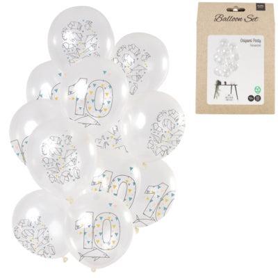 Folat Ballonnen origami cijfer 10 jaar 30 cm set van 12 | 24 stuks