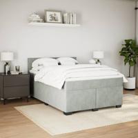 Boxspring met matras fluweel lichtgrijs 140x190 cm - thumbnail