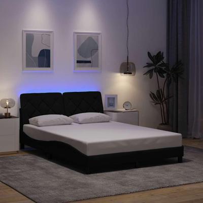 Bedframe met LED zonder matras 140x200 cm stof zwart