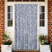 VidaXL Vliegengordijn 90x220 cm chenille blauw, wit en zilver - thumbnail