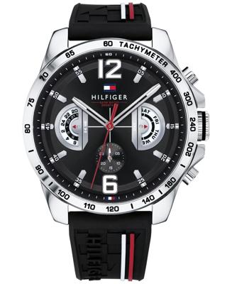 Tommy Hilfiger Herenhorlogemet zwarte siliconen band, 46 mm