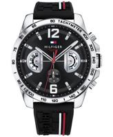 Tommy Hilfiger Herenhorlogemet zwarte siliconen band, 46 mm - thumbnail