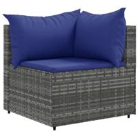 5-delige Loungeset met kussens poly rattan grijs - thumbnail