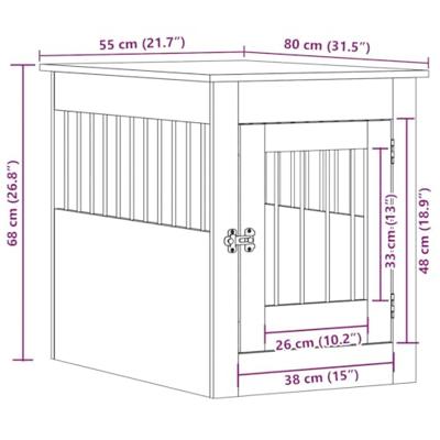 VidaXL Hondenbench 55x80x68 cm bewerkt hout wit VidaXL Hondenbench 55x80x68 cm bewerkt hout wit