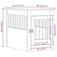 VidaXL Hondenbench 55x80x68 cm bewerkt hout wit - thumbnail