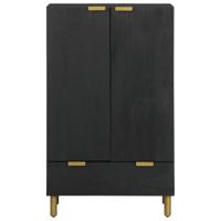 Hoge kast 60x33x100 cm bewerkt hout zwart - thumbnail