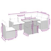7-delige Loungeset met kussens poly rattan beige - thumbnail