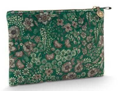 Pip Studio Pip Studio Charly Cosmetic Flat Pouch Medium Quilted Daisy Dreams Green 24x1x15.5cm