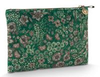 Pip Studio Pip Studio Charly Cosmetic Flat Pouch Medium Quilted Daisy Dreams Green 24x1x15.5cm - thumbnail