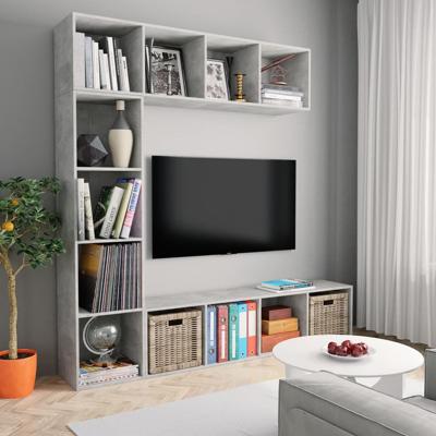 3-delige Boekenkast-/tv-meubelset 180x30x180 cm betongrijs - thumbnail