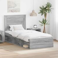 Bedframe met lade Grijs Sonoma 90 x 190 cm Massief grenenhout - thumbnail