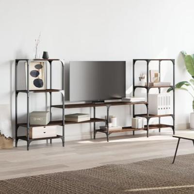 Tv-meubel 206,5x28,5x95 cm bewerkt hout bruin eikenkleurig