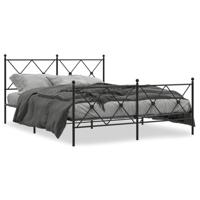 Bedframe met hoofd- en voeteneinde metaal zwart 150x200 cm - thumbnail