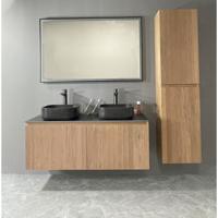 Badmeubel Casajoy Bold Topblad Donkergrijs Onderkast 120 cm Met Strepen Eiken - thumbnail