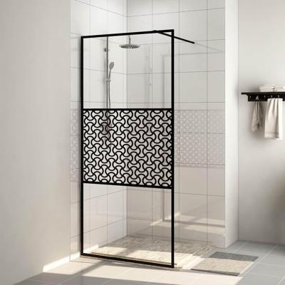 Inloopdouchewand 115x195 cm ESG-glas transparant en zwart