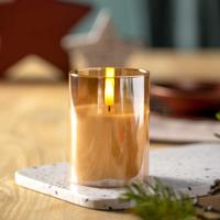 Leonardo Autentico Kaars 10 x 8 cm met ledverlichting goud - thumbnail