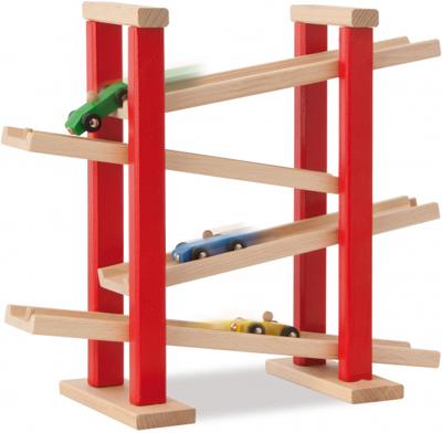 Eichhorn autobaan van hout met 3 raceauto's