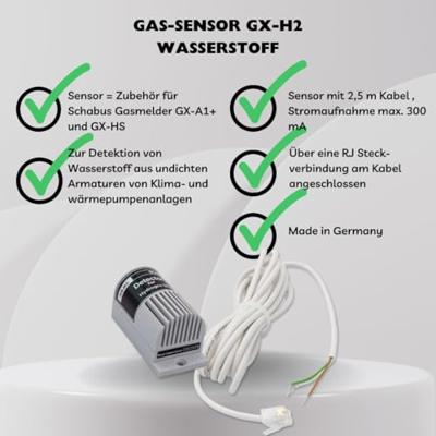 Schabus GX-H2 Gassensor werkt op het lichtnet Detectie van Waterstof