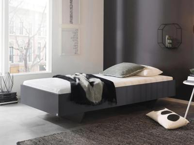 Bed IXANA 90x200 cm metaalgrijs eik met matras Bed IXANA 90x200 cm metaalgrijs eik met matras